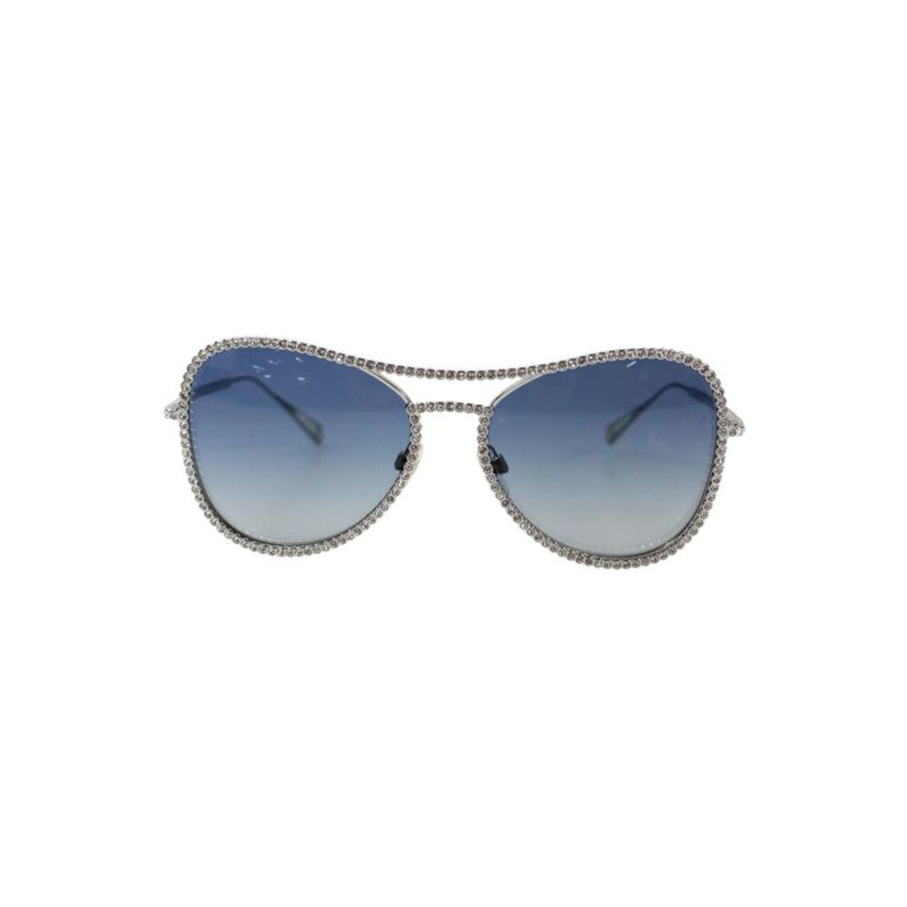 Chanel Womens Embellished Aviator Sunglasses Silver